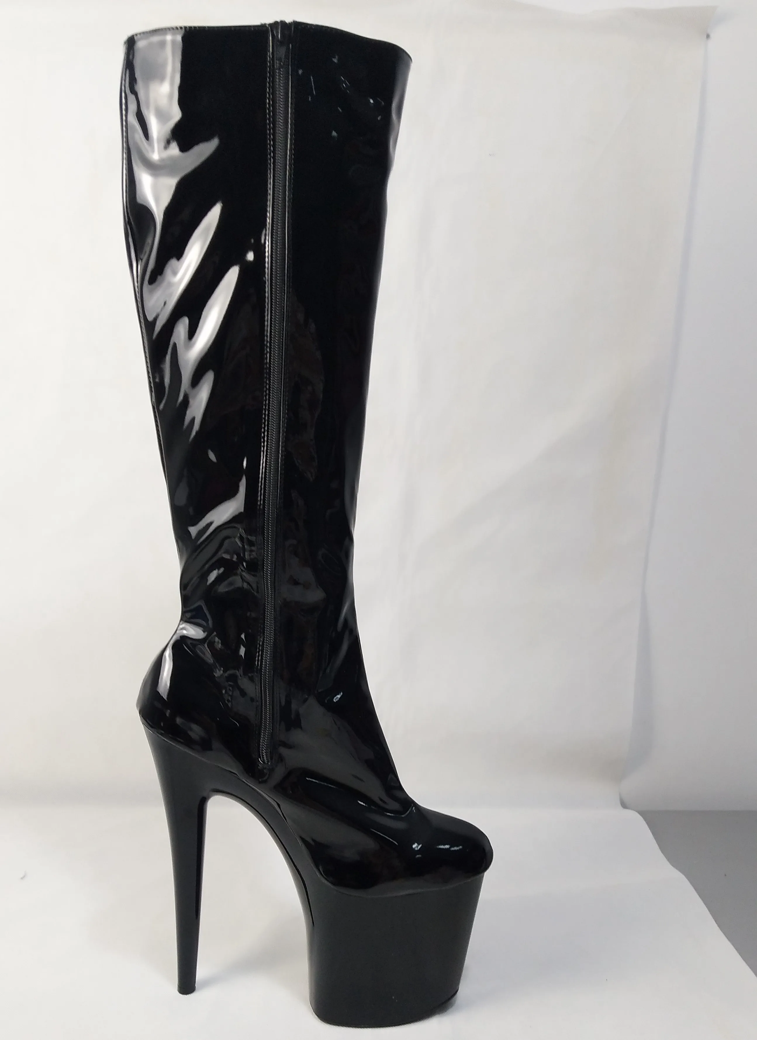 20cm high-heeled shoes shoes japanned leather knee-high sexy boots cd shoes 8 inch With Platforms fashion  dance shoes