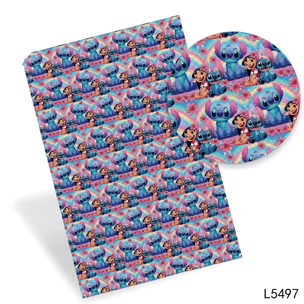 Disney Princess and Stitch Printed Faux Leather for Hairbows DIY Handmade Craft Materials 30X136cm/roll