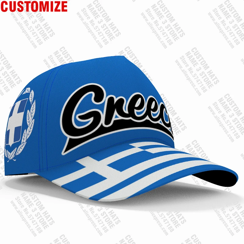 Greece men youth diy name number grc casual hat nation flag gr country greek republic s print photo word baseball cap