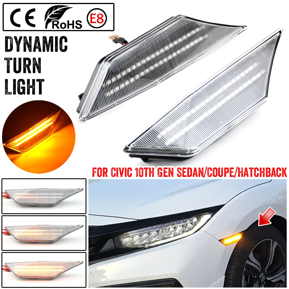Indicatori Di Direzione Dinamici A LED Per Honda Civic 10th Gen 2016-2020 – Luci Sequentiale Per Specchietto Retrovisore, Frecce Gialle, Confezione Da 2 (SX E DX) - 3