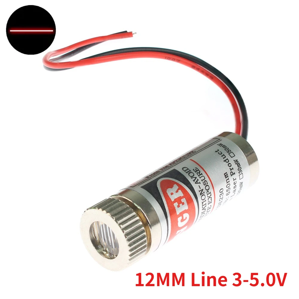Focusable Industrial Red Laser Module Head with Glass Lens - 650nm 5mW
