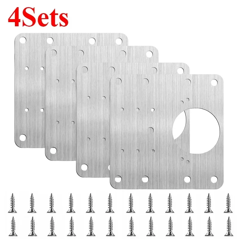 Durable Hinge Repair Plates with Screws - Flat Fixing Brackets for Kitchen Cabinets and Furniture