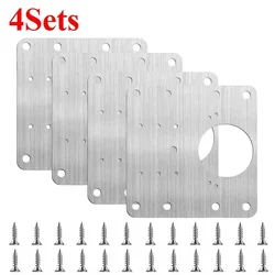 Durable Hinge Repair Plates with Screws - Flat Fixing Brackets for Kitchen Cabinets and Furniture (4 sets)
