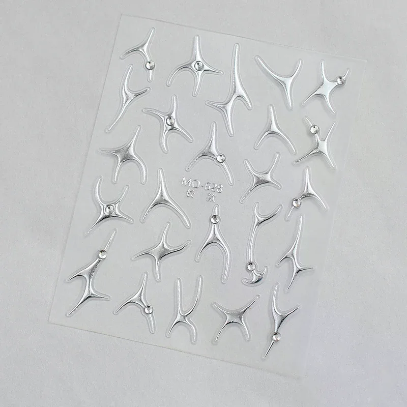 Irregular Bronzing Lines French Nail Art Stickers Silvery Graffiti Stripe Geometry Self-Adhesive Decals Sliders for DIY Manicure