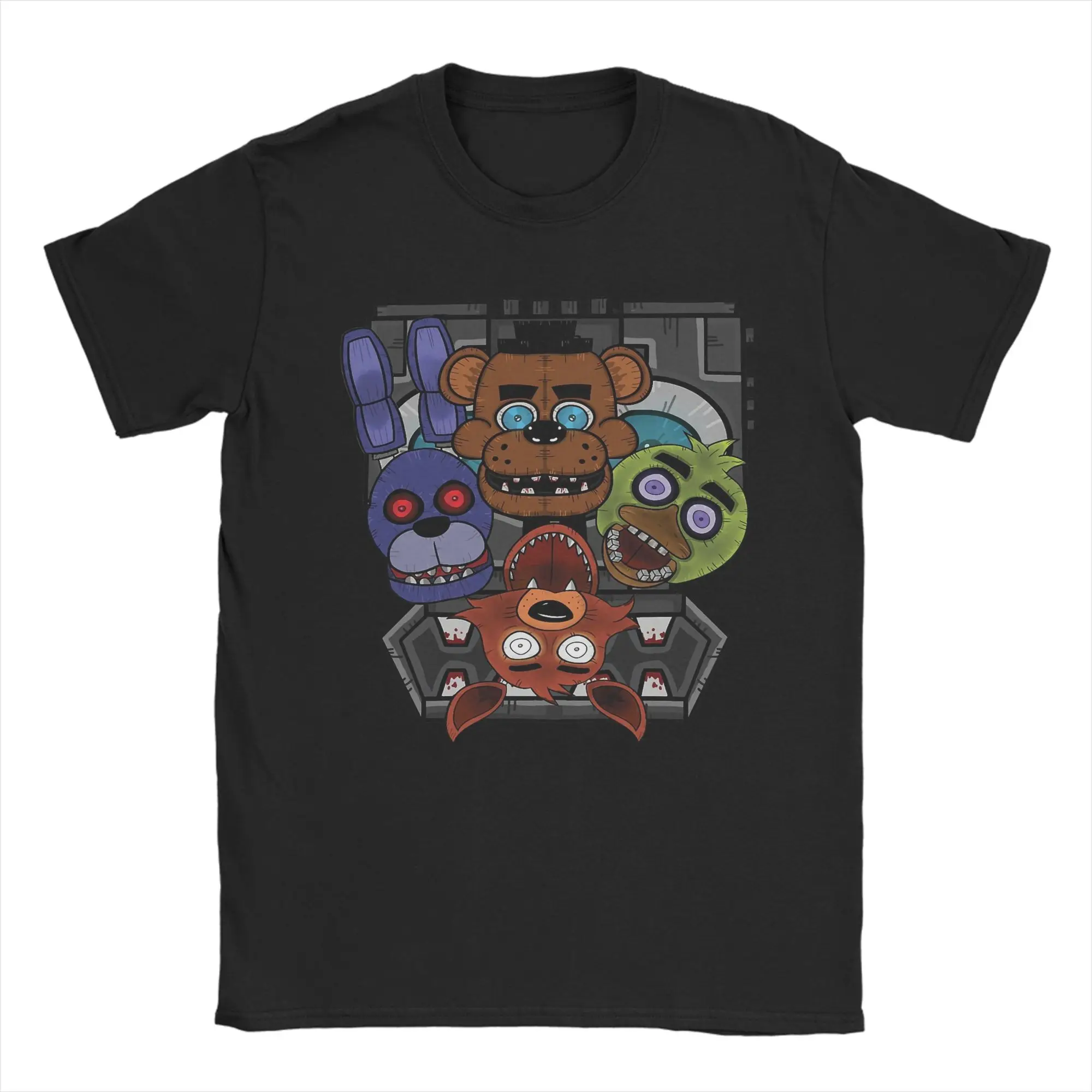Men's Pure Cotton FNAF Freddy's Humor Crewneck T-Shirt - Short Sleeve Plus Size Top