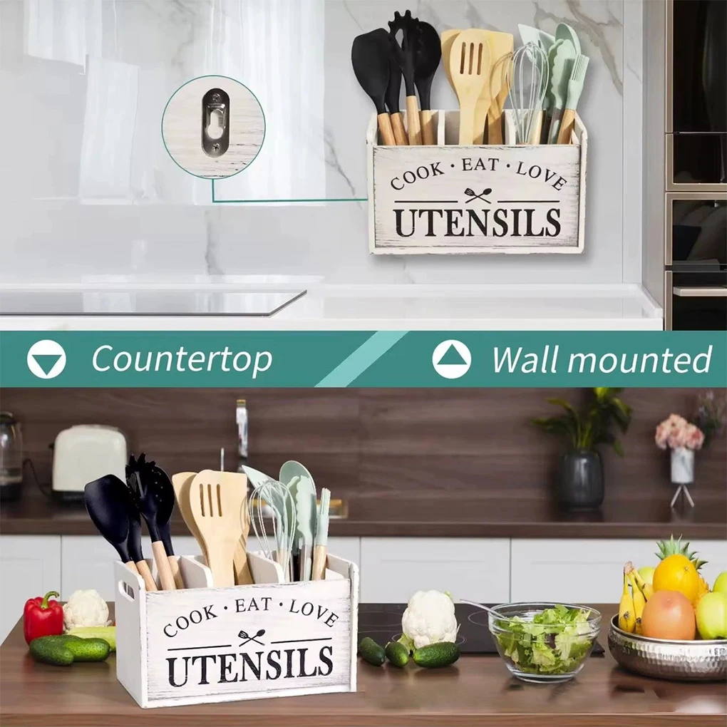 Kitchen ForUtensil Holder With 4 Compartment Storage Dont Have To Worry About Tipping Over Organizer Style 1 3