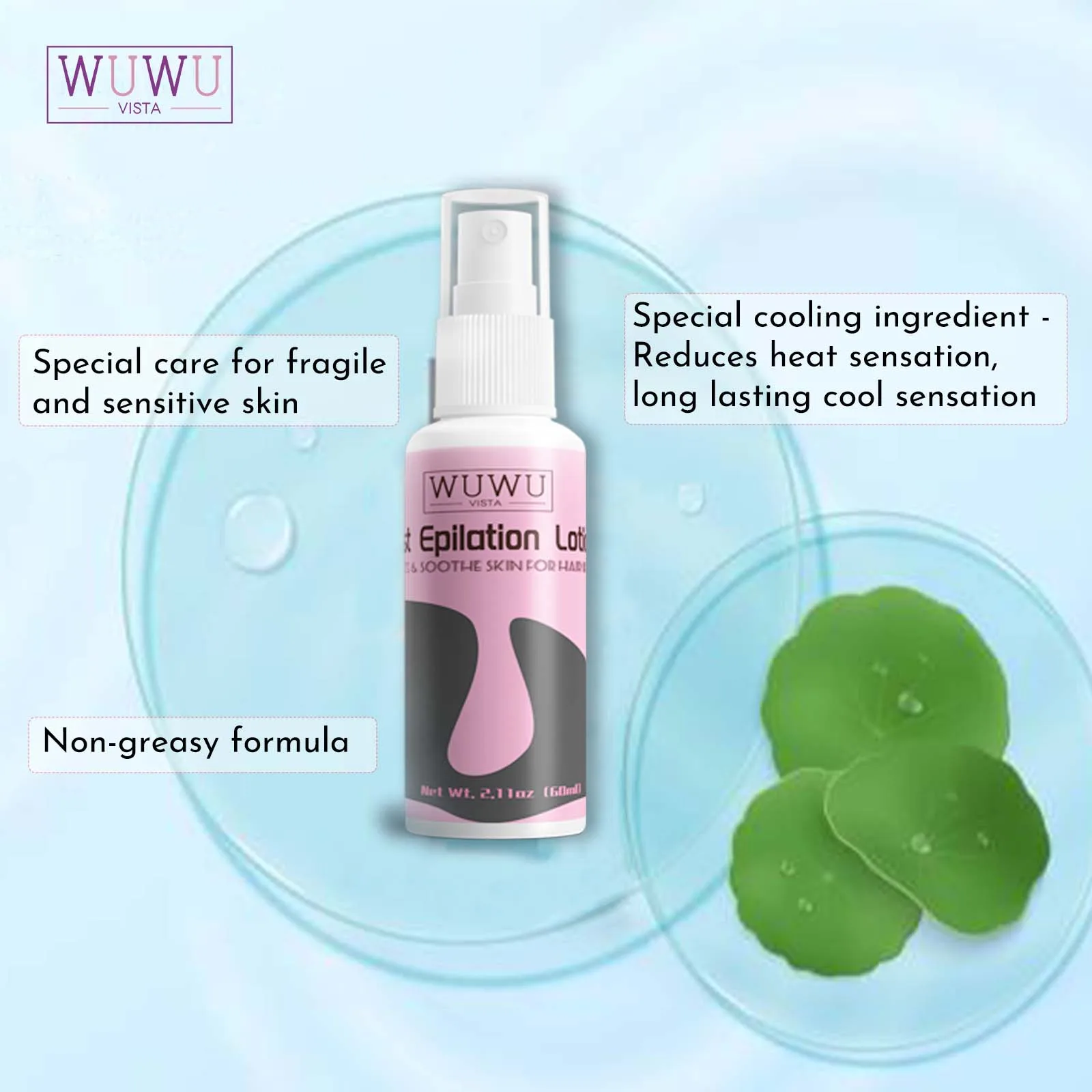 Post Epilation Lotion WUWUVISTA After Shave/Post Wax Treatment 2X60ml For Sensitive Skin-Calms&Soothes Skin After Waxing