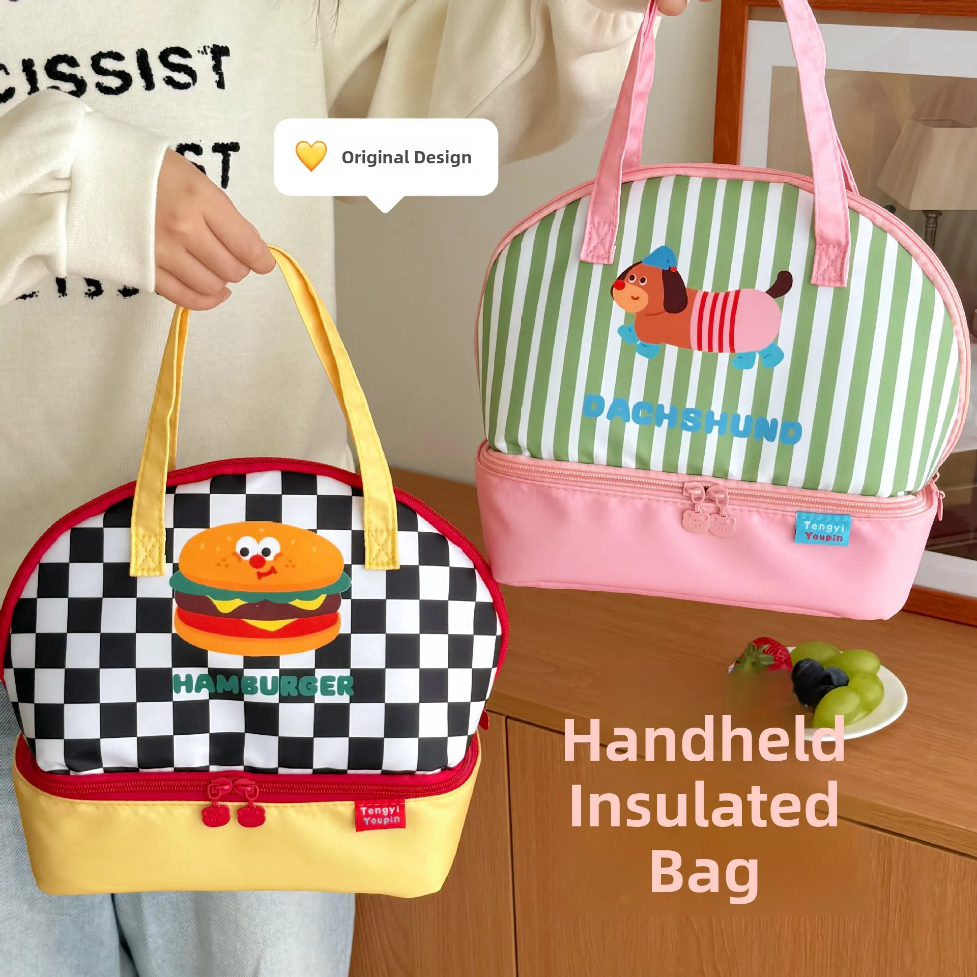 Aluminum Foil Lunch Box Bag Portable Handheld Women's Sle Aesthetic Breakfast Insulated Bag Food Storage Container Bag