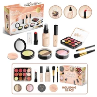 10 Pcs Simulation Girl Beauty Play Cosmetics Set Educational Makeup Toys Princess Play House Cosmetics Bag Gifts for Kids Girl