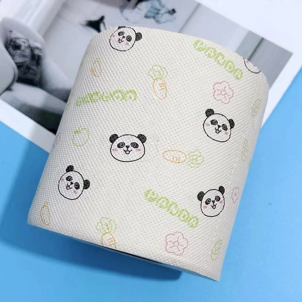 Roll Toilet Paper Pink Novelty Printing Bamboo Pulp Bathroom Cover