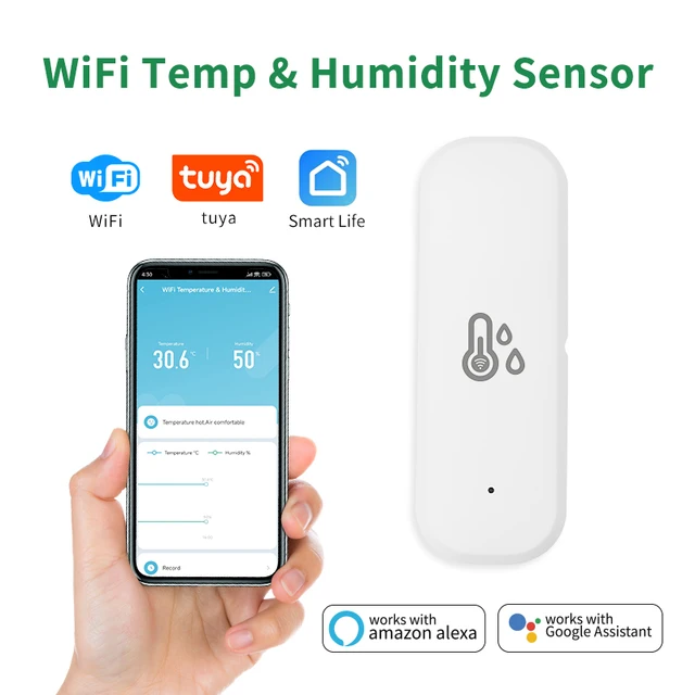 Tuya WiFi Temperature Humidity Sensor Home Automation Smart Life App Remote Control Monitoring With Alexa Google Home Voice 1