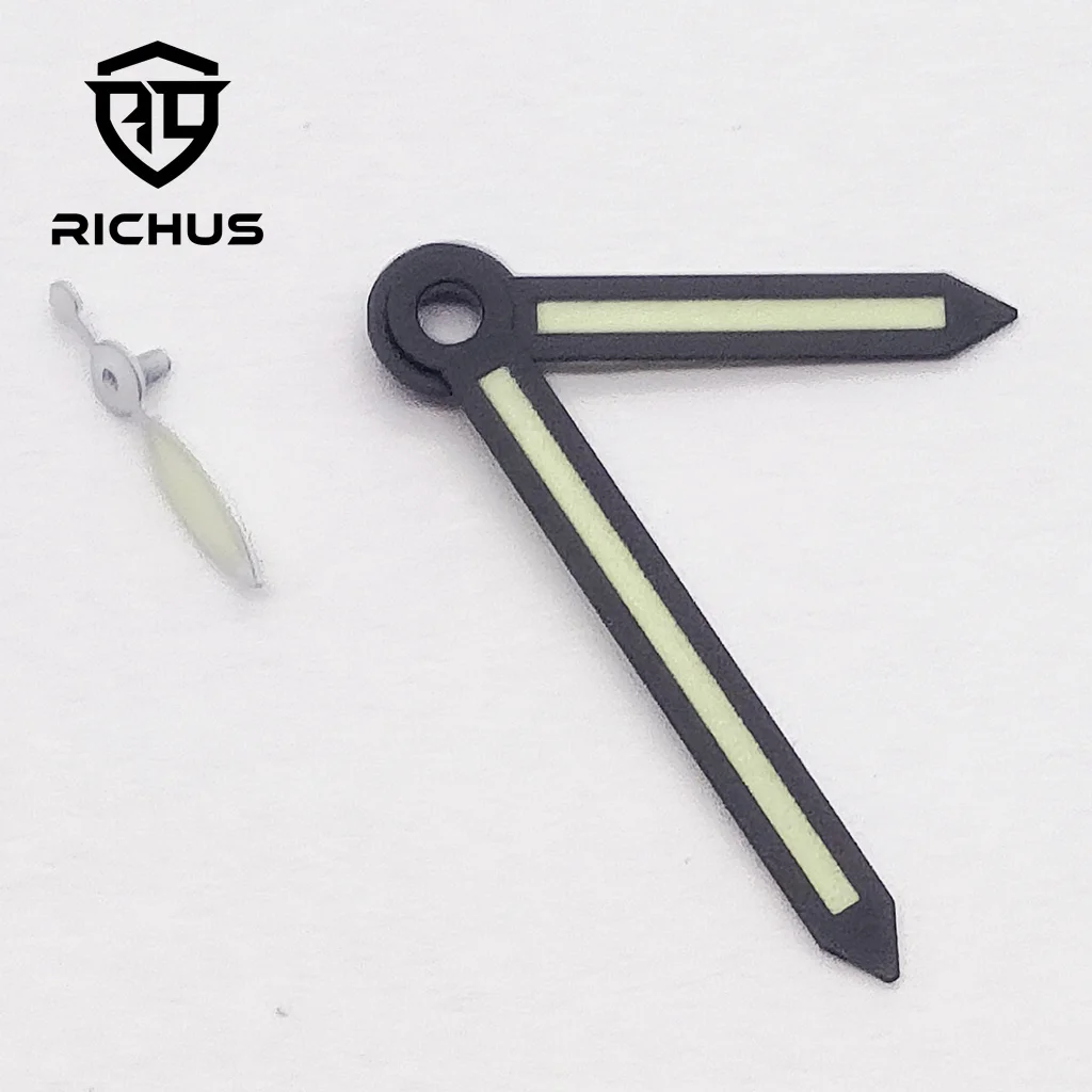 RICHUS 6497 6498 Uhrzeiger Schwarz Silber Uhrzeiger Grün leuchtend Passend für ETA 6497 6498 ST3600 Uhrwerk Uhrenzubehör – Detail 4