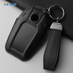 Premium Leather Car Key Case Full Cover with Key Chain (Black Set3)
