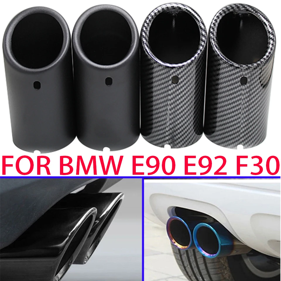 2Pcs 70mm Car Exhaust Muffler Tip Cover For BMW F30 2013-E92 E90 3 Series GT 325i 328i Stainless Steel Accessories exhaust muffler tip