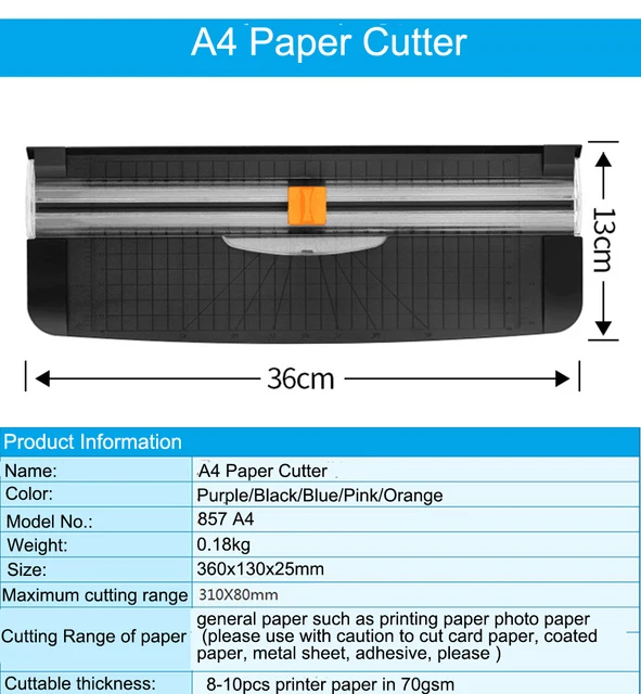 Cortador de papel, guillotina de metal blanco A4/B5/A5/B6/B7, herramienta  de corte de recorte, herramienta de corte para cupones de papel artesanal