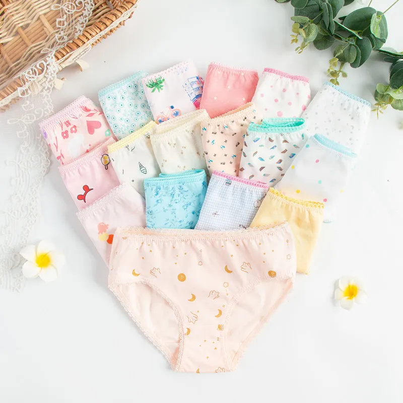 6 Pcs/Lot Baby Kids Girls Underwear Briefs Panties Short Colorful