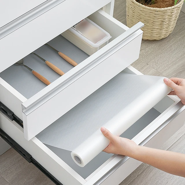 2 Rolls Waterproof Clear Shelf Drawer Liner Cabinet Non Slip Grip