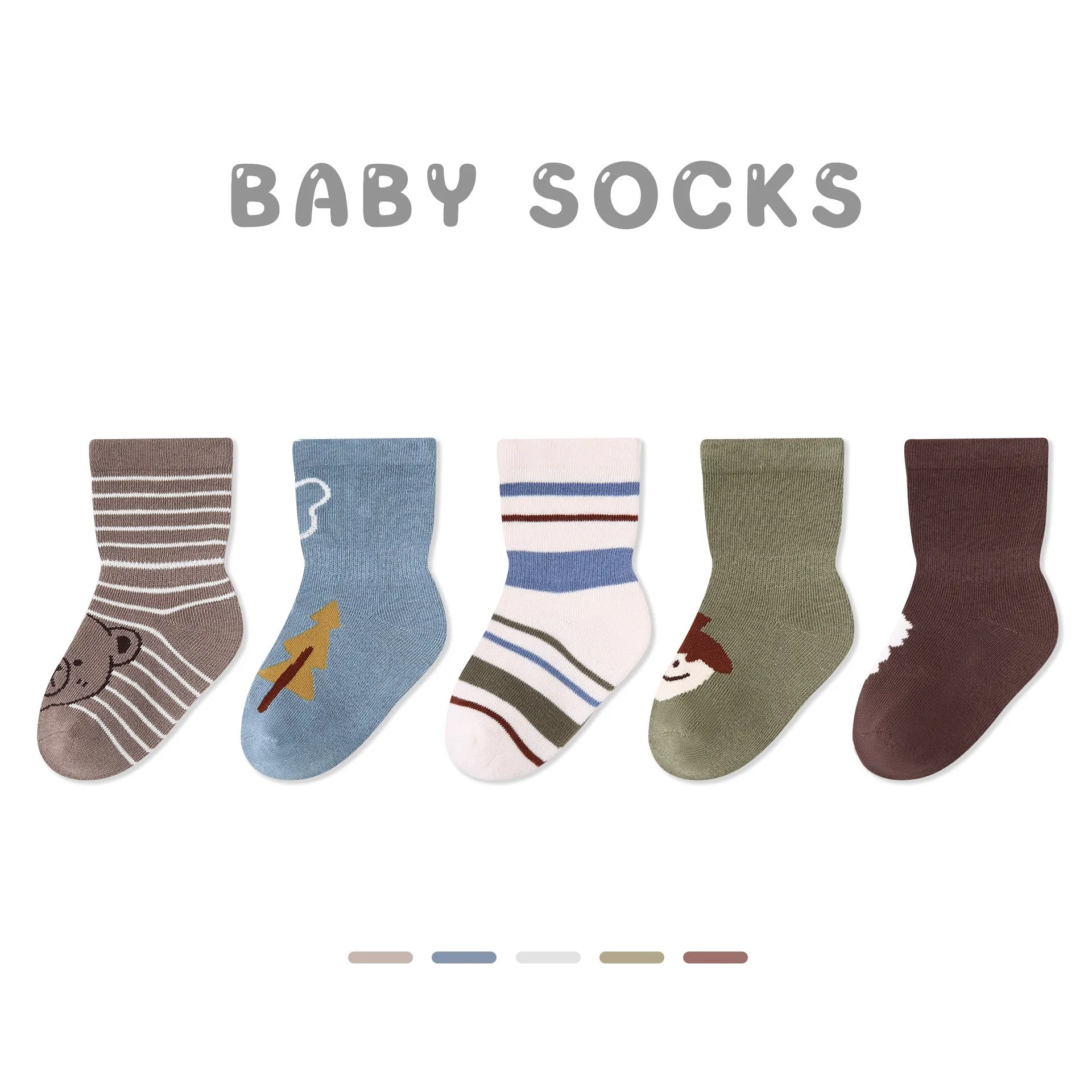 5 Pieces/lot Baby Socks 2024 Spring Autumn Cotton Kids Socks For Babies Girl Boy Lovely Newborn Floor Socks Fit 0-24Month