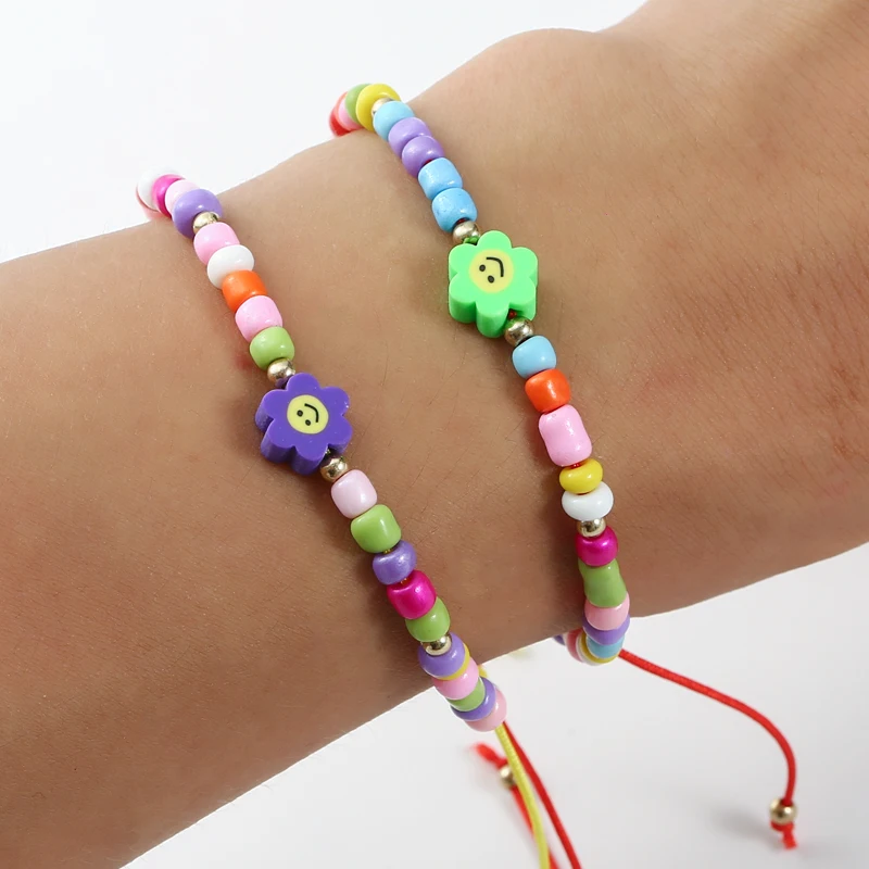 Fashion 12pcs/lot Shell Flower String Rope Adjustable Braided Bracelets Set Colorful Beads Charm Bracelet Jewelry Gift