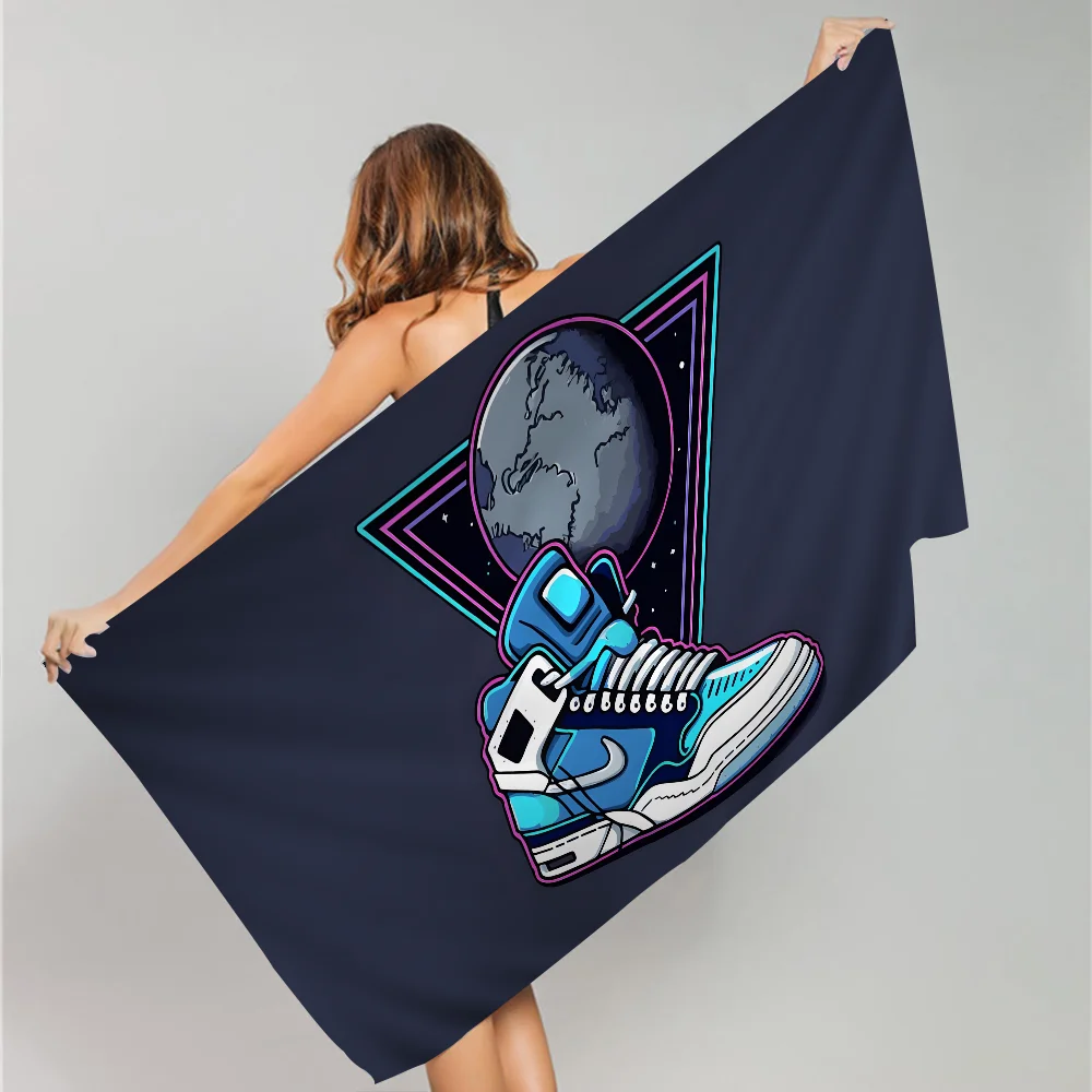 Fashion Basketball Shoes Sneakers Logo Microfiber Beach Towel Absorbent Quick dry Yoga Swimming Resort Mountain Climbing Towel 2