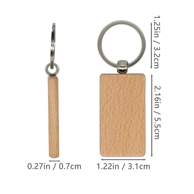 빈 나무 키 체인 직사각형 키 ID DIY 선물 20 개