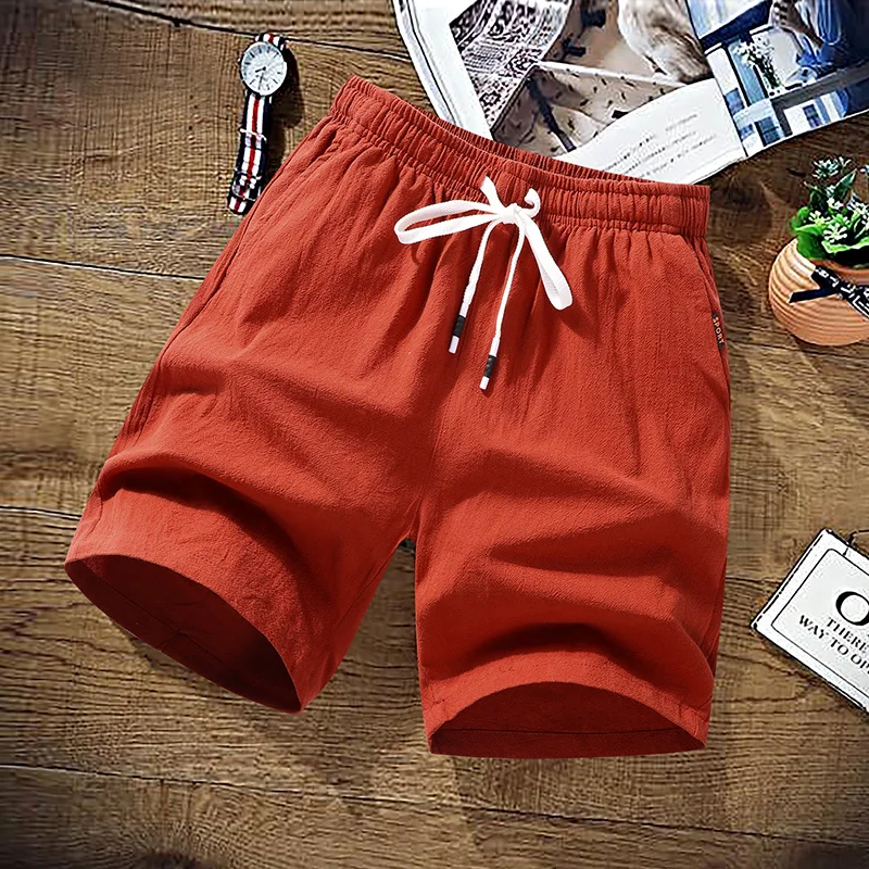 Summer Shorts Men Solid Casual Shorts Men 100% Cotton Cargo Shorts Brand Beach Shorts Cotton Linen Boardshort Asia Size M-9XL 3