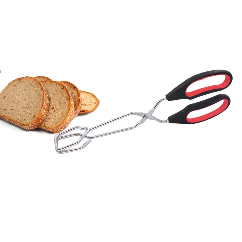 Barbecue Carbon Clip Grilled Food Long Handle Scissor Tongs Salad Charcoal Clamp Meat Clip Wood Grabber BBQ Tongs Kitchen Tool food tongs kitchen food clips