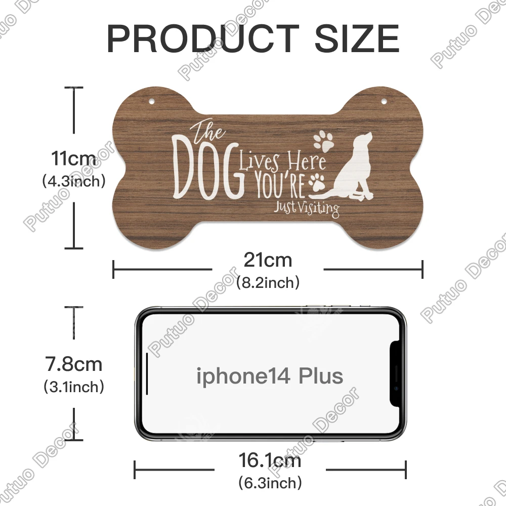 Putuo Decor Dog Tags Wooden Signs Dog Accessories Lovely Pet Tag Sign for  Wooden Hanging Dog Houses Wall Decor Home Decoration