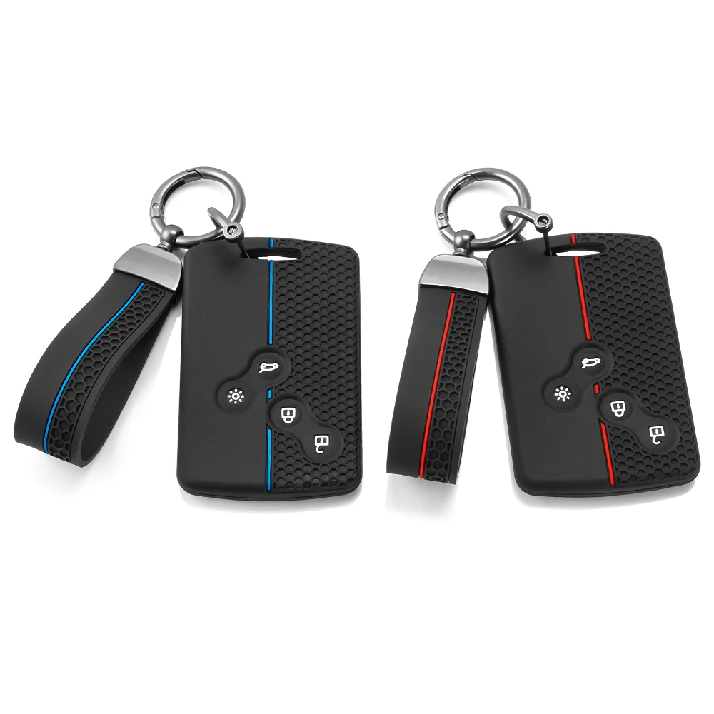 Premium Silicone Car Key Case with Key Chain - Protective Card Holder