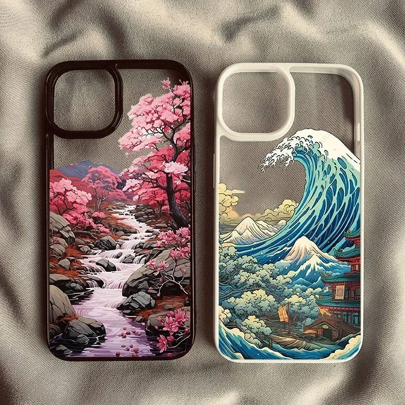 Anime Landscape Shockproof Clear Phone Case - Wave Scenery Design