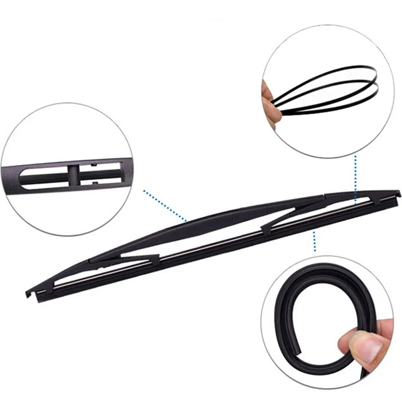 Car Rear Windscreen Tailgate Wiper Blade & Arm Set - 2 Piece Set