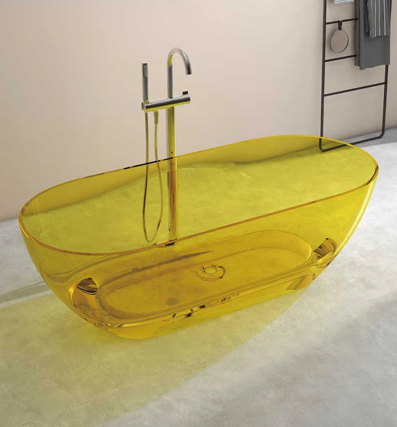 1500x750x550mm New Design Resin Freestanding Bathtub Online Celebrity Colored Transparent Muti-Sized Tub RS1038-1A 2