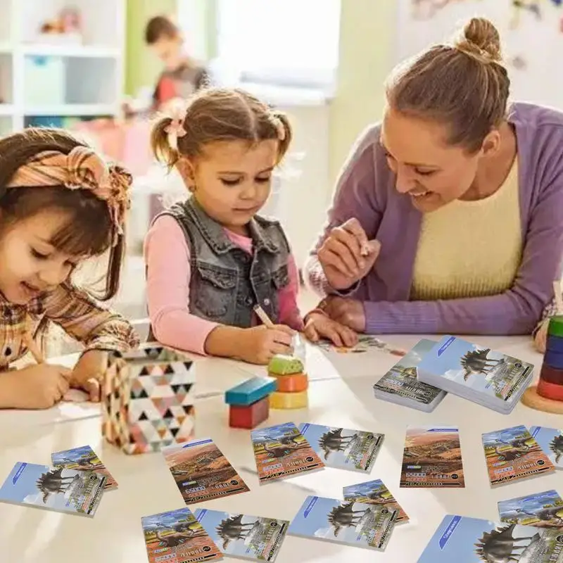 Dinosaurs Presch Memory Card For Kids 55pcs Dinosaur Picture Cards Dinosaur Fan Collectible Cards Flash Card Christmas Gift For 3