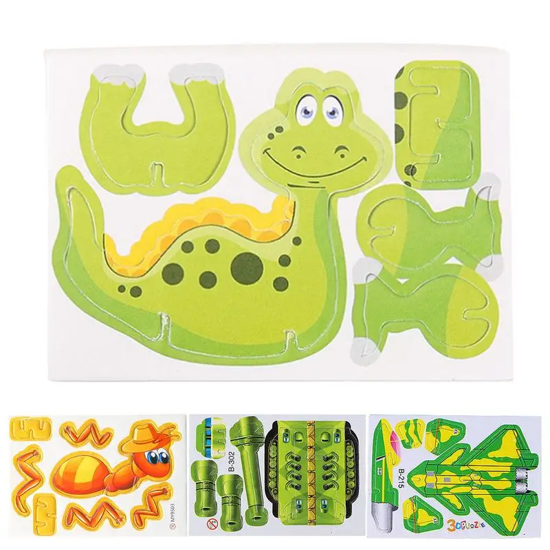 

3D Paper Puzzles Games 10pcs Safe Small Toddler Sensory Puzzles STEM Educational Learning Montessori Toy Kids Cartoon Puzzle