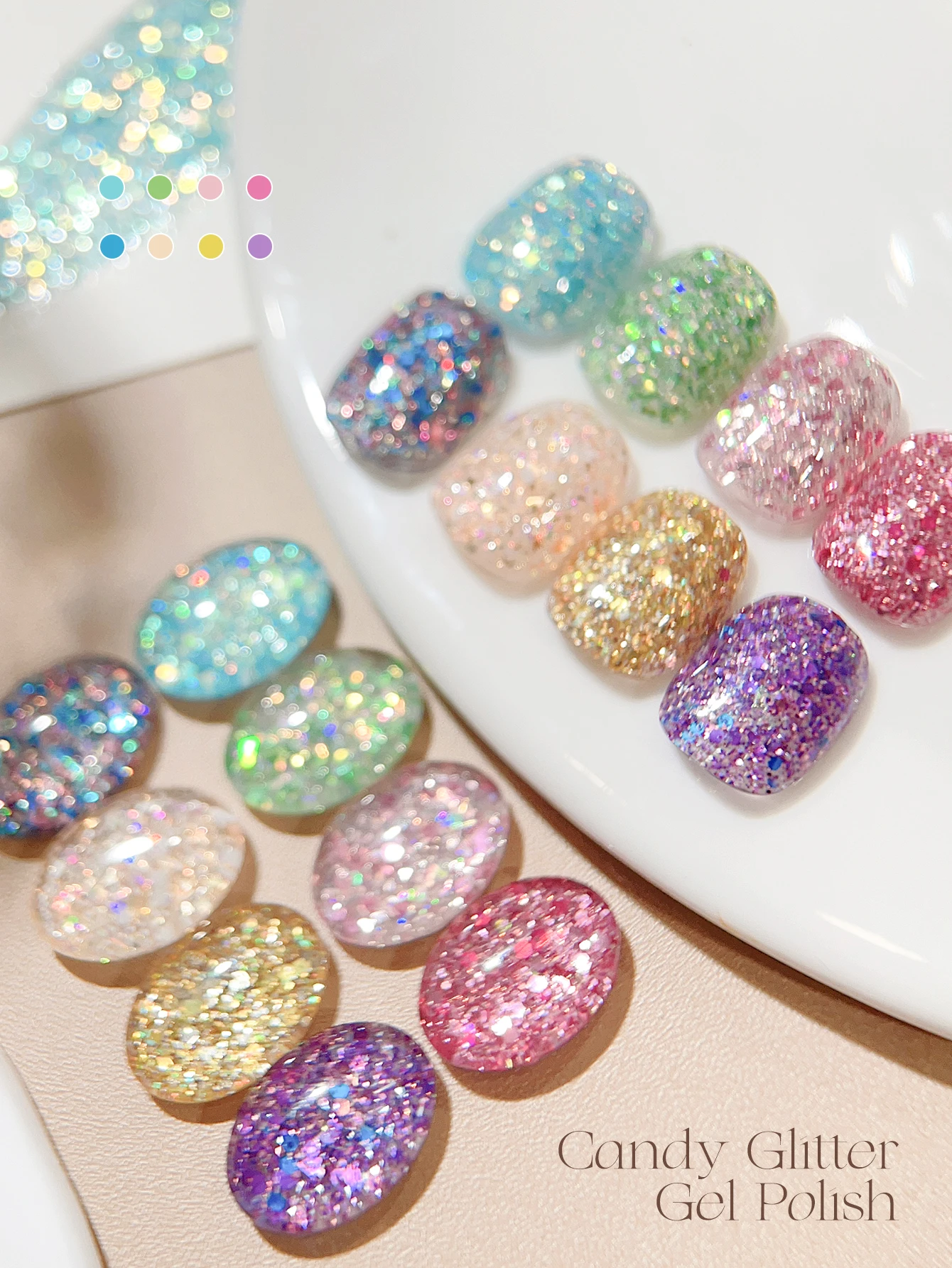 캔디 시퀸 8개 세트 미백 인기 캔디 시퀸 시리즈 네일 폴리시 세트 가정용 DIY 네일 아트에 적합