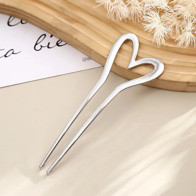 Metall Herz Frauen Haar Gabeln Haarnadeln Mädchen Elegante U-form Haar Sticks Haar Pins Clips Frisur Frauen Haar Zubehör headwea – Detail 8