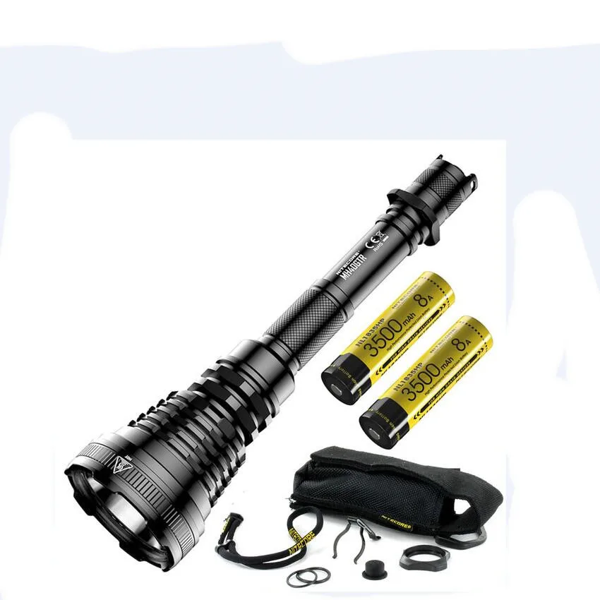 NITECORE MH40GTR Tactical Flashlight LED 1200LM Rechargeable Searchlight Hunting Search Torch Outdoor Lighting With 2pc NL1835HP