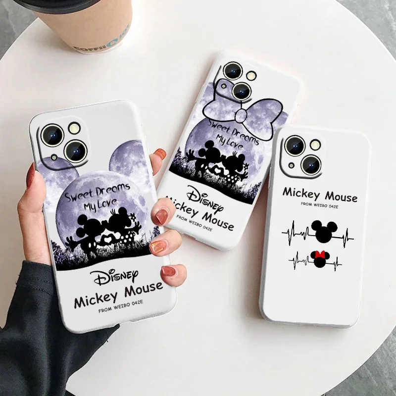 Disney Mickey White Moonlight Per Samsung Galaxy S23 S22 S21 S20 Fe Ultra Plus S10 Lite 5G Custodia Per Telefono Con Corda Liquida