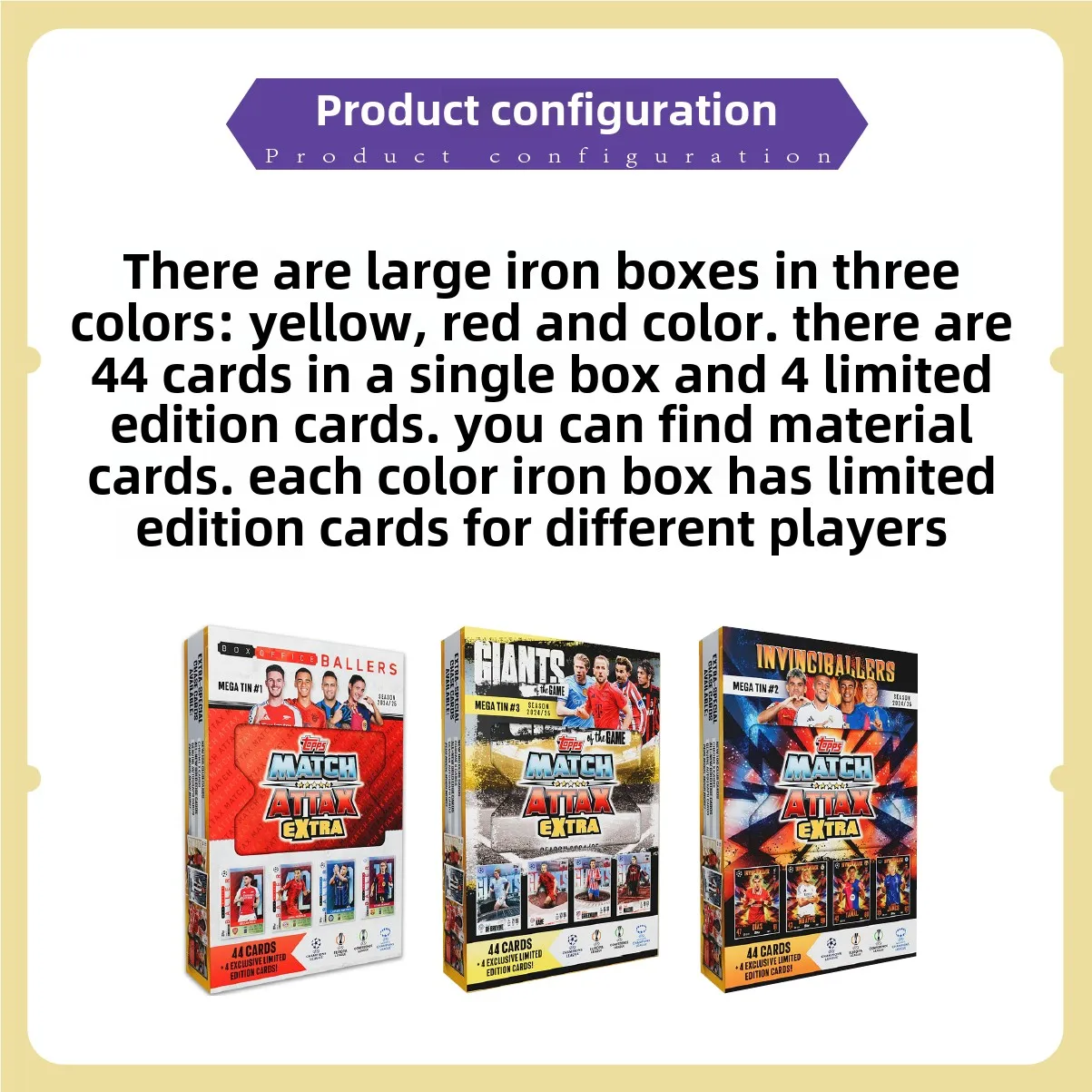 Football Trading Cards TOPPS Soccer Star Card MATCH ATTAX European Championship Collection Card Hanging Box Large Iron Box
