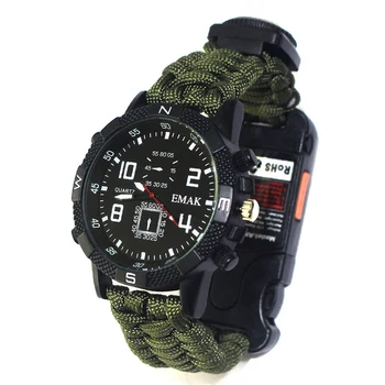 Outdoor Rope Tactical Bracelet Safety Equipment Tools EDC Survival Camping Multifunction Watch