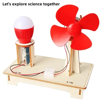 DIY Wooden Wind Turbine Model Children's Science Toy Assembly Steam Technology Physics Education Learning Game Toy 6