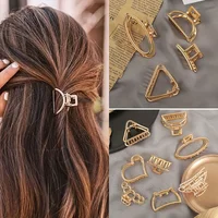 Fashion Simple Non Slip Mini Hollow Heart Metal Hair Claw Clips Gold Geometric Bangs Barrettes Hair Jaws For Women Girls Daily 1