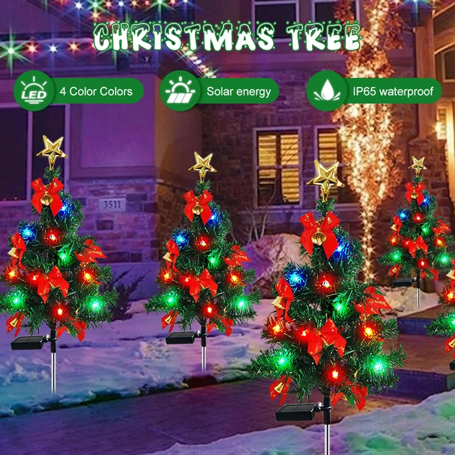 A Set of 4 Christmas Tree, Porch or Patio Decoration Color LED Lanterns  Battery Powered. Outdoor Christmas Tree Decor. Christmas Ornaments 
