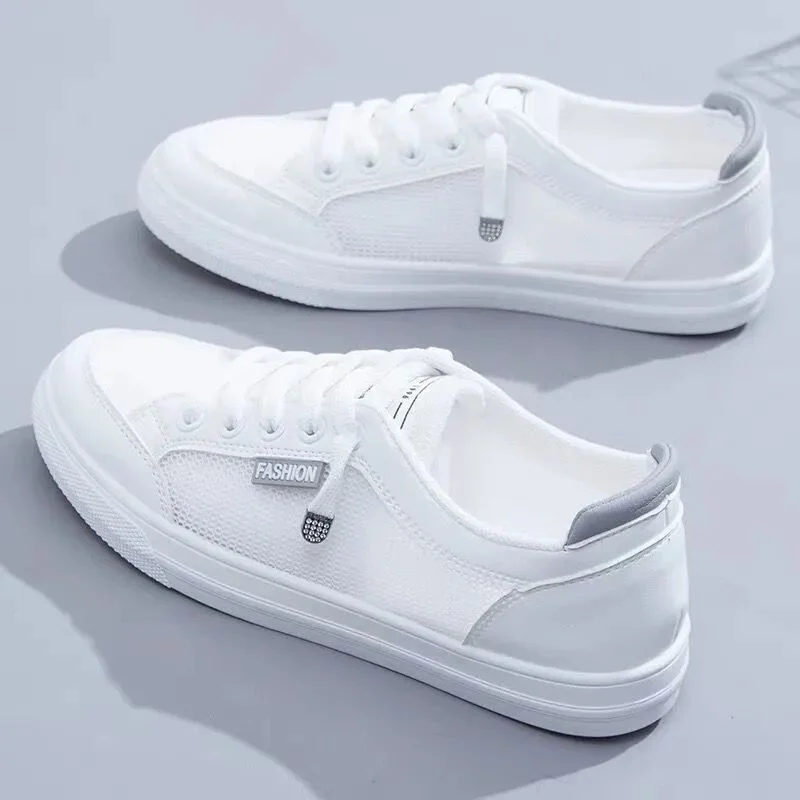 Women Sneakers Women's Vulcanize Shoes Spring  Autumn Breathable Flats Solid Color Mesh Shoes Young Woman Casual White Shoes 5