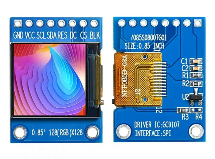 IPS 0.85인치 12PIN/8PIN TFT LCD 컬러 스크린 GC9107 드라이브 IC 128(RGB)*128 SPI 인터페이스