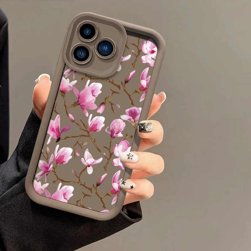 Elegant Floral Soft Silicone Matte Phone Case Cover