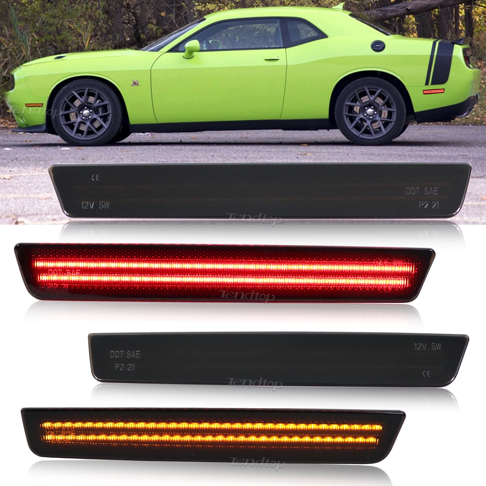

Мерцающие Боковые указатели поворота для Dodge Challenger 2015-2023