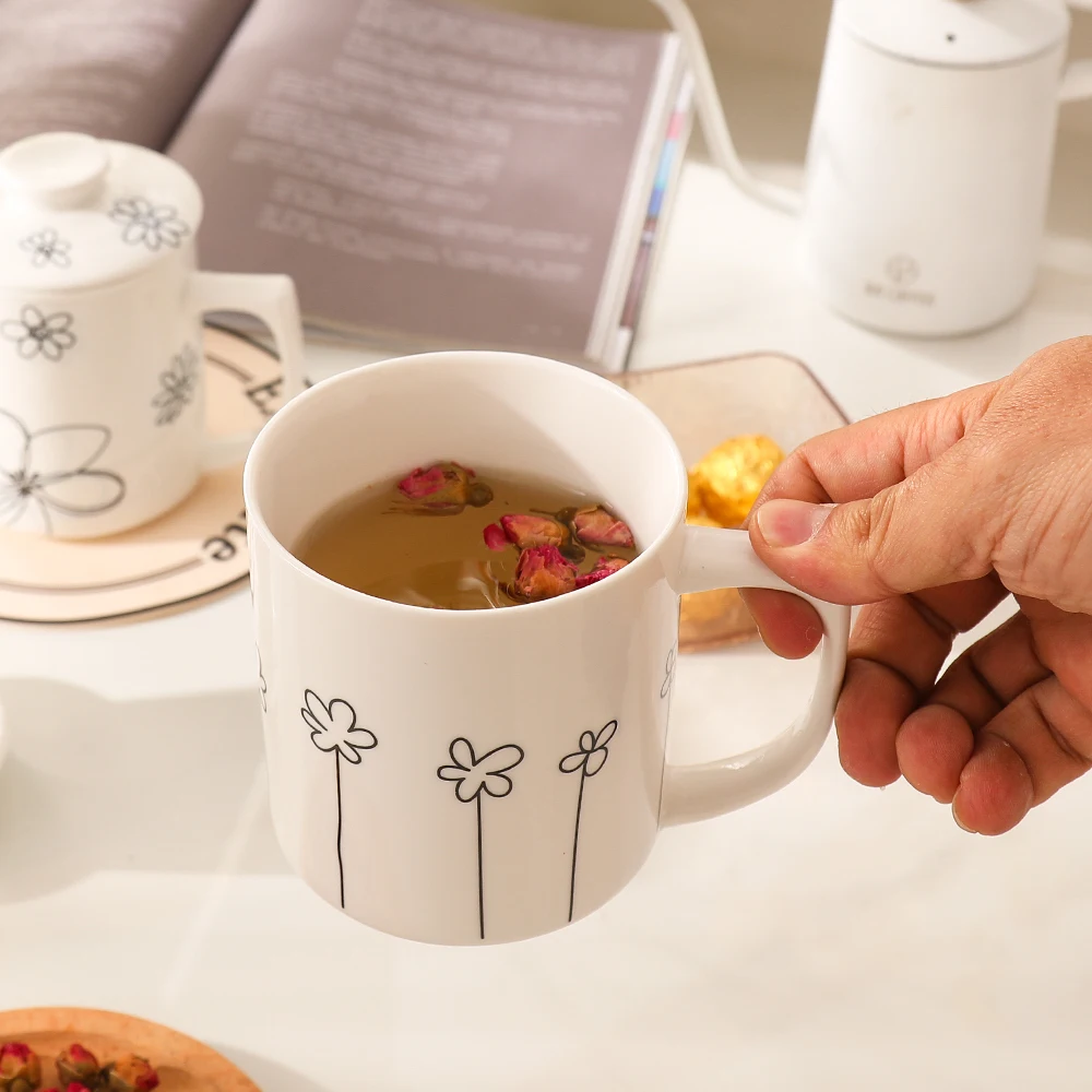 Chinese Style Ceramic Mugs, Home Personal Office Creative Teacup With Cover, Filtered Tea Water Separation, Tea Cups, 500ml, 1Pc