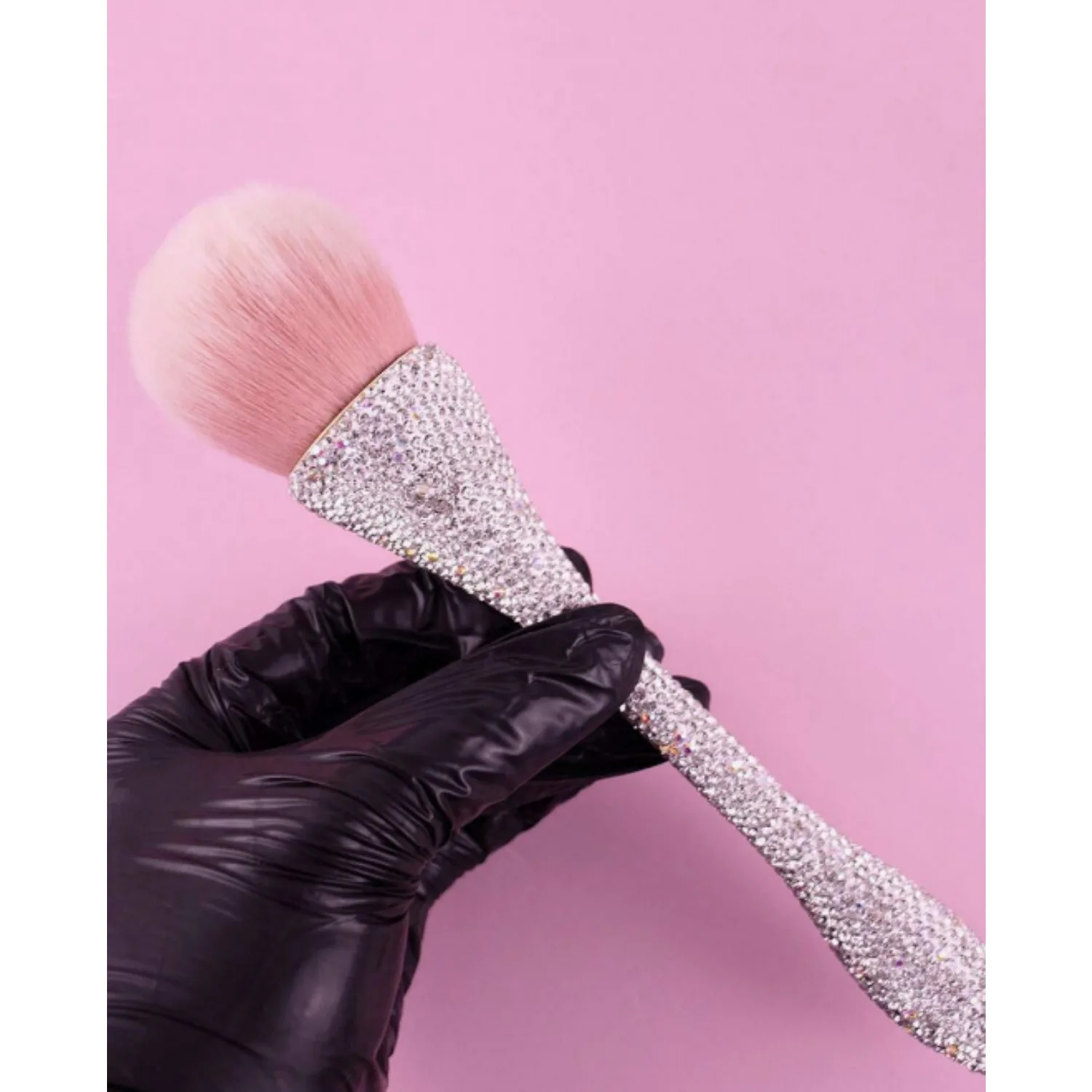 1pc Nail Dust Brush Rhinestone Bling Handle White For Acrylic Nail Art Cleaning Brush Manicure Tool 6