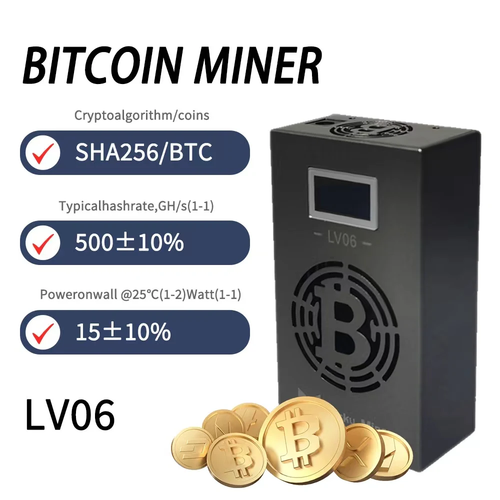 사일런트 채굴 기계 BTC 채굴기, LV06 와이파이 504GH/S BM1366 SHA256 BTC BCH BSV DGB 럭키 채굴기 v6 암호화 채굴기